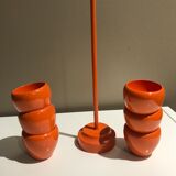 6 coquetiers en bois orange