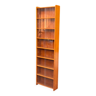 Tall, shallow Scandinavian oak display cabinet, 1960s