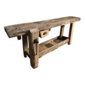 Établi français ancien en chêne | Console rustique | XIXe siècle