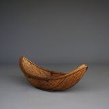 A large 1970s Rattan Basket in the manner of Gabriella Crespi