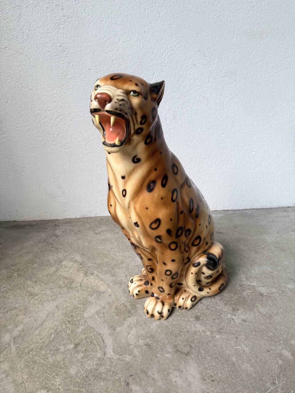 XL Italian ceramic leopard sculpture statue 1970