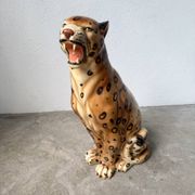 XL Italian ceramic leopard sculpture statue 1970
