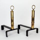 Pair of andirons by Jacques Adnet