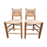 2 chaises paillées bauche modèle n°19 frêne par Charlotte Perriand 1950