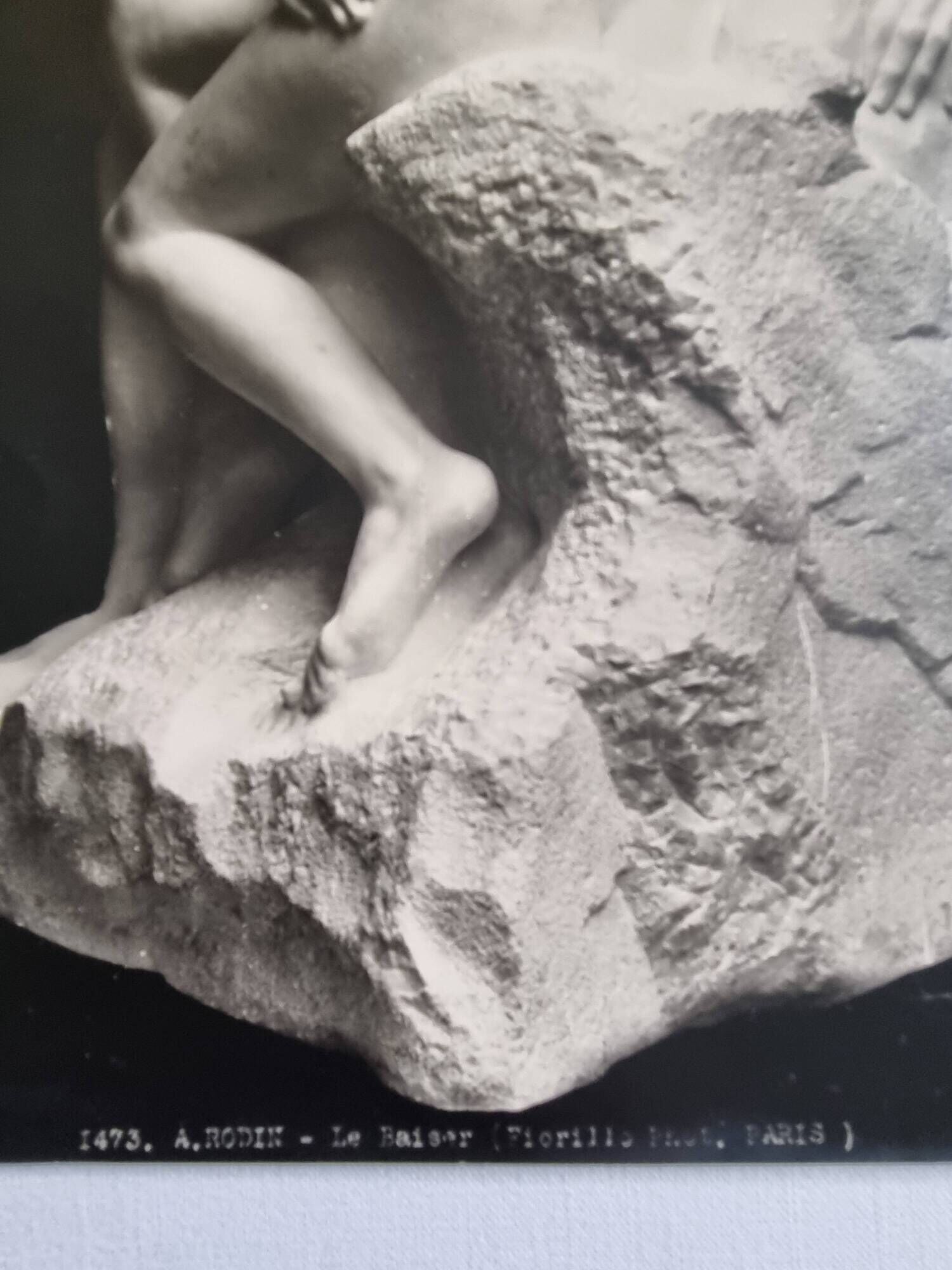 Old photograph by Eugène Fiorillo after Auguste Rodin, the kiss, silver print