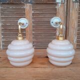 Blown glass swan neck wall lights