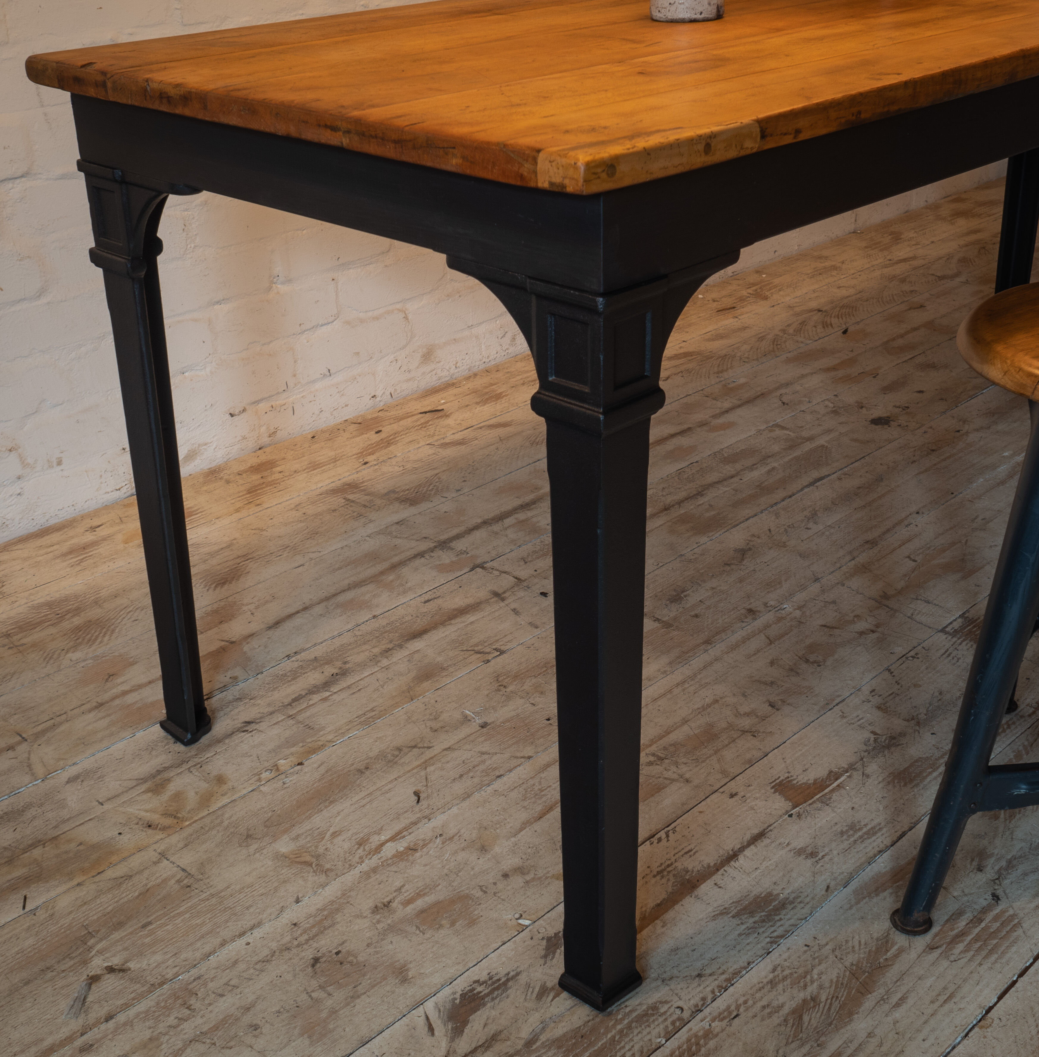 Reichsbahn table with narrow original beech top