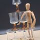 Set of 6 antique Luminarc glasses with amber feet