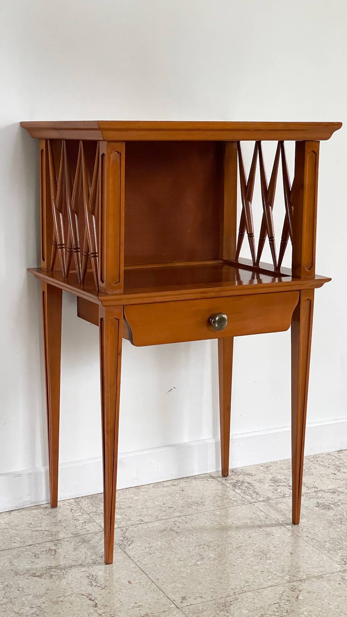 Vintage compass leg bedside table