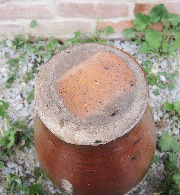 Ancien Grand Broc en Grès Vernissé Marron H 42 cm