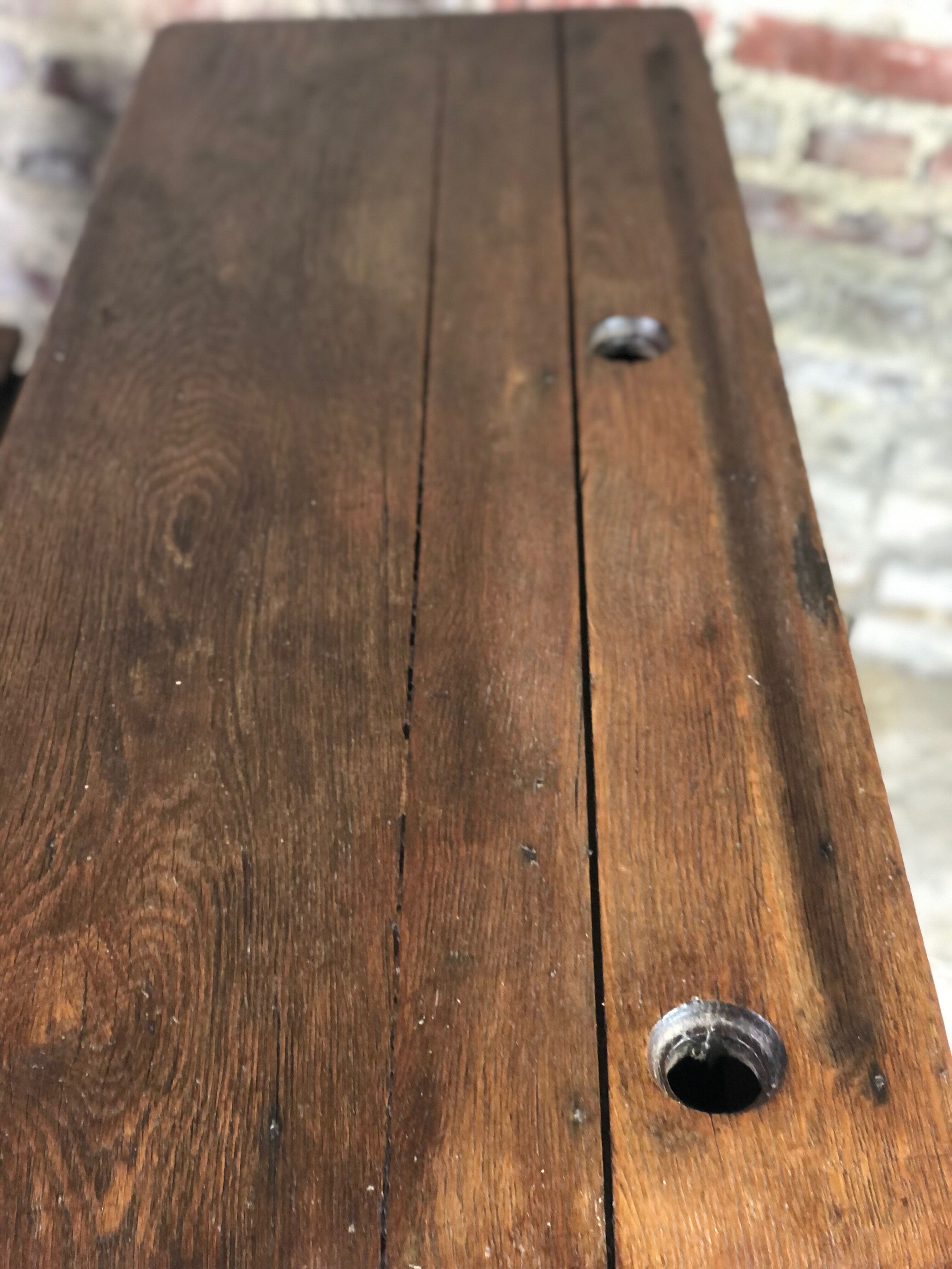 School desk in oak and iron frame 1930s