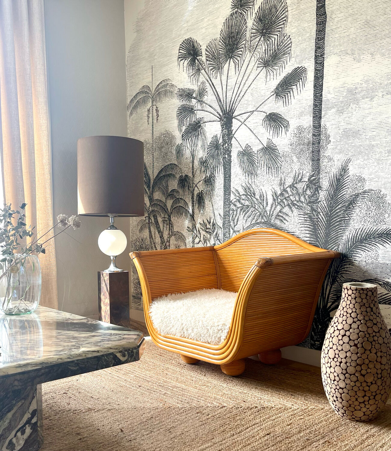 Maugrion armchair in rattan