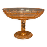 cut on vintage pedestal in tinted crystalline glass signed Vercapel