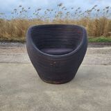 Vintage MCM pencil reed egg pod chair - rattan bamboo