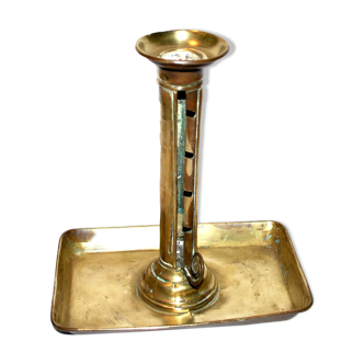 Old brass cellar candle holder, XIXth century push torch