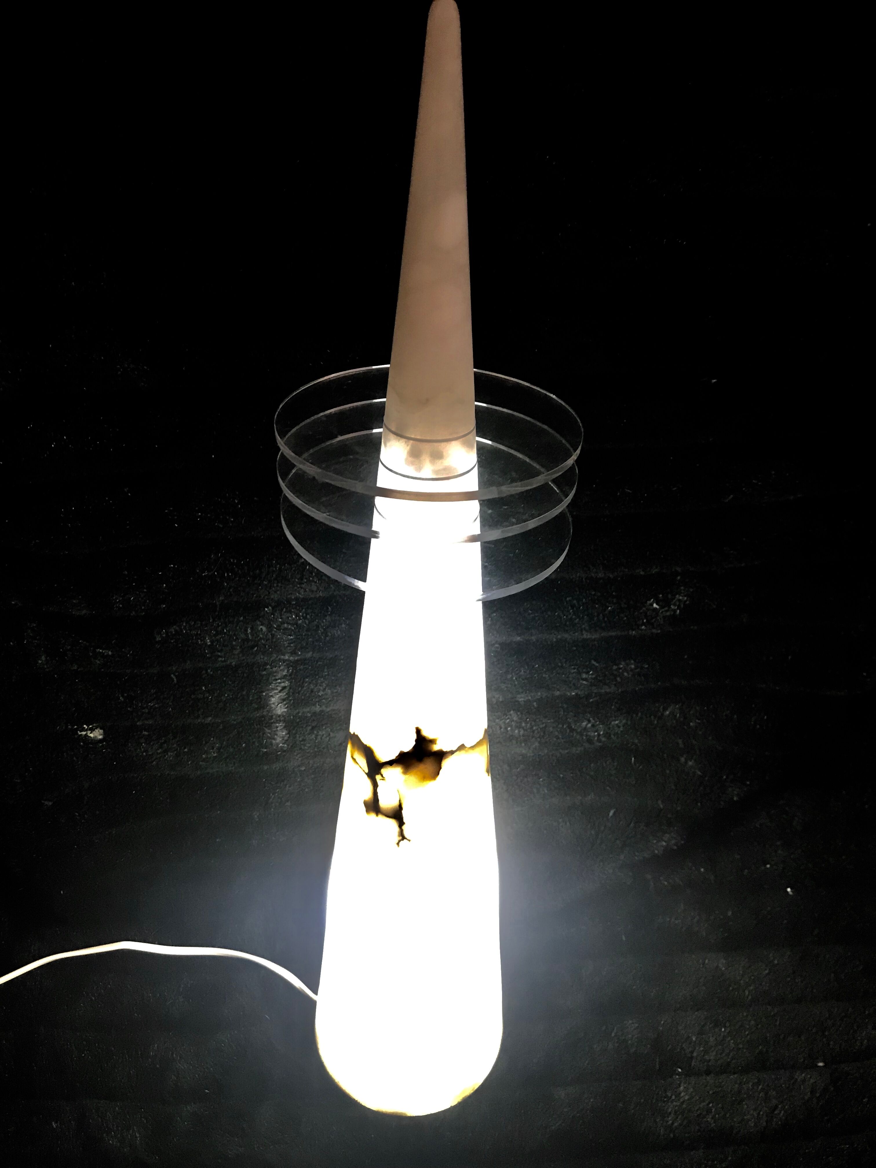 Marble table lamp 1980 Italian