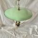 1950s pendant light in green lacquered metal and brass