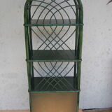 Library bamboo shelf and green woolly rattan