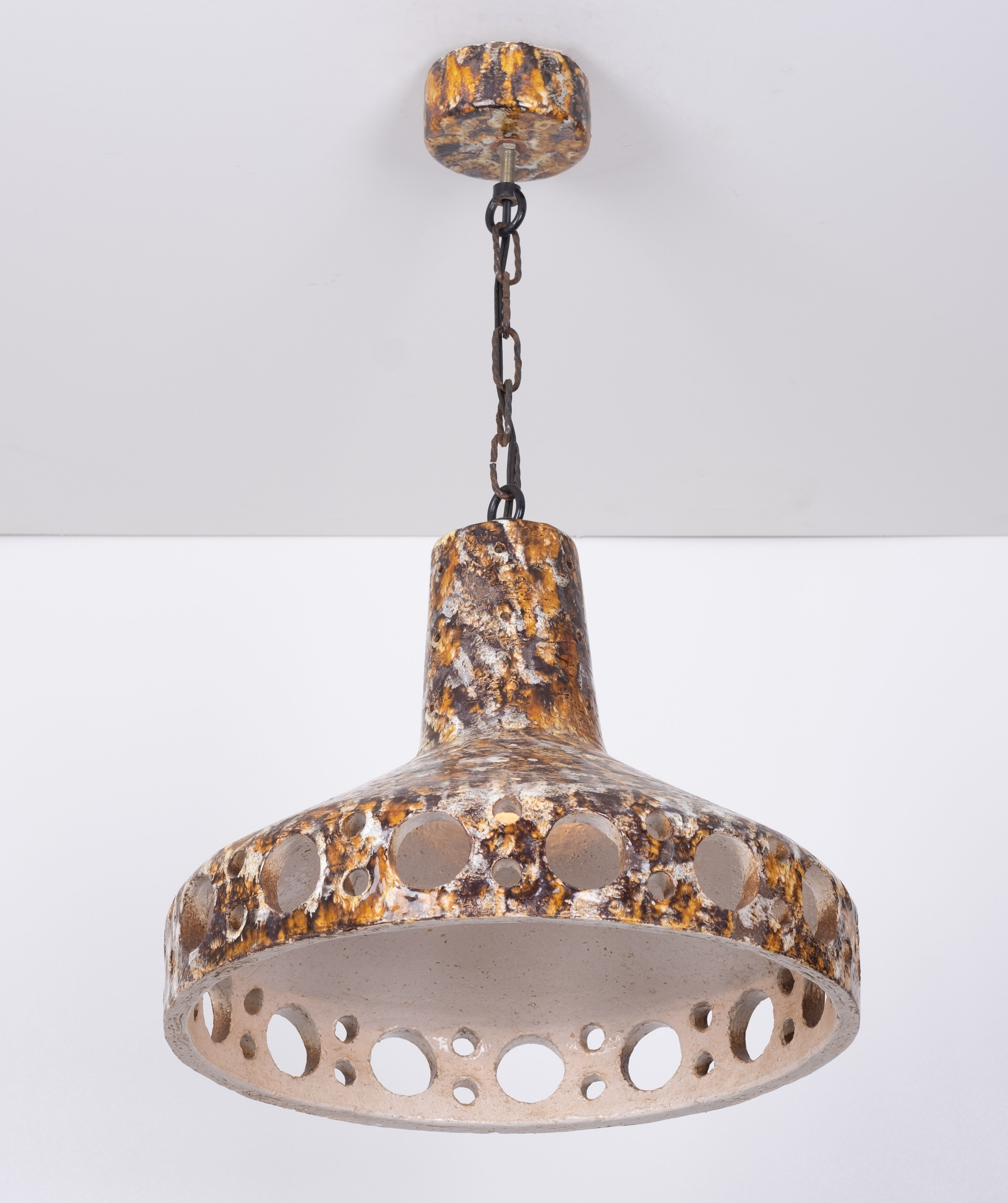 Flower power earth ware chandelier 1960
