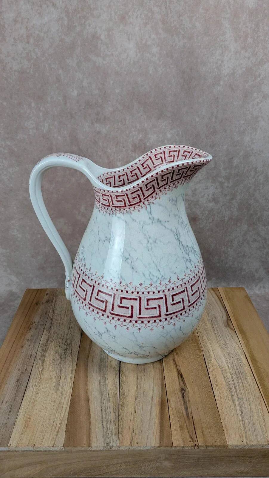 Antique toilet bowl Kg Lunéville Athens model red decor – large size