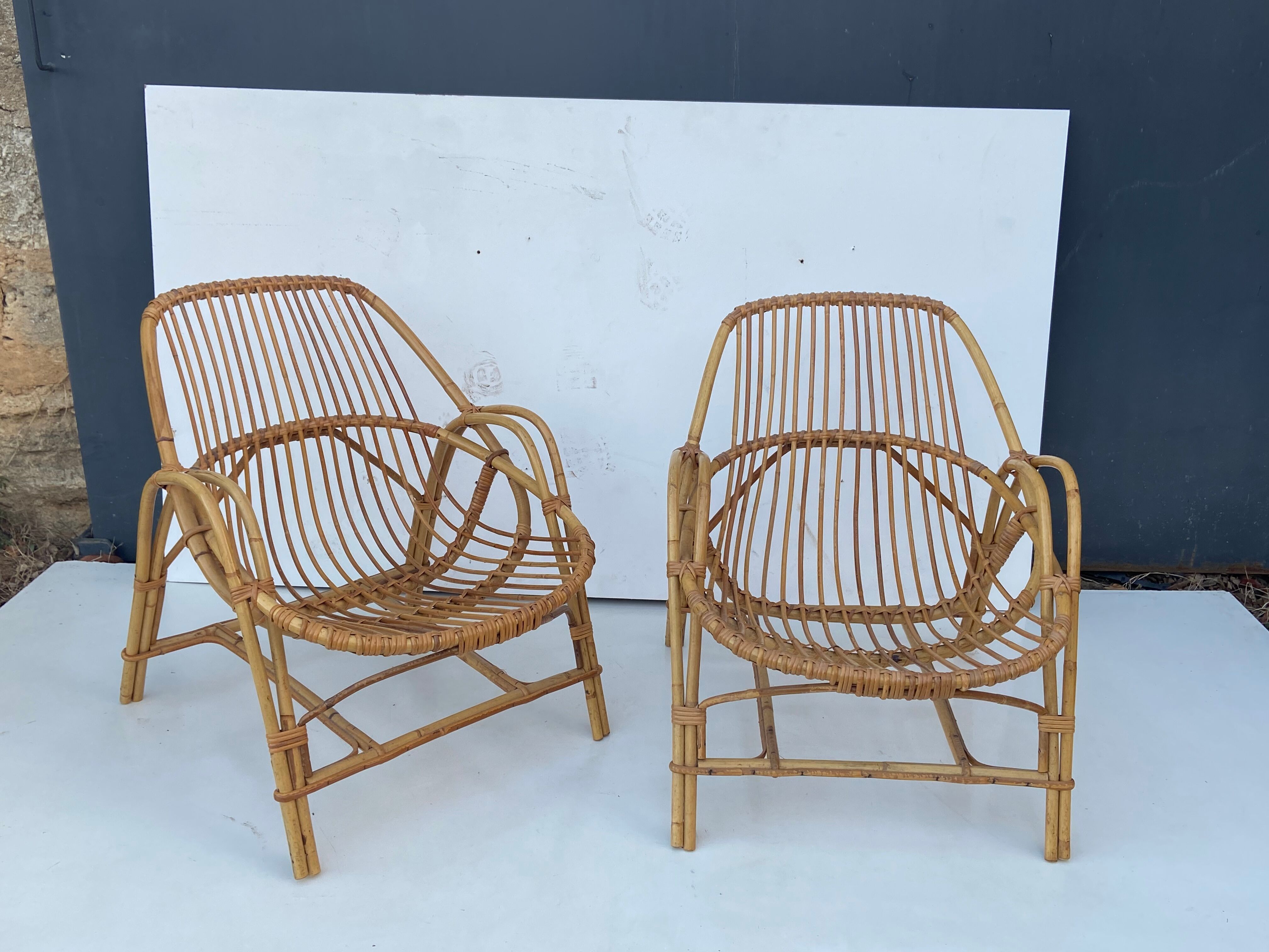 Pair of rattan drivers from the 50s