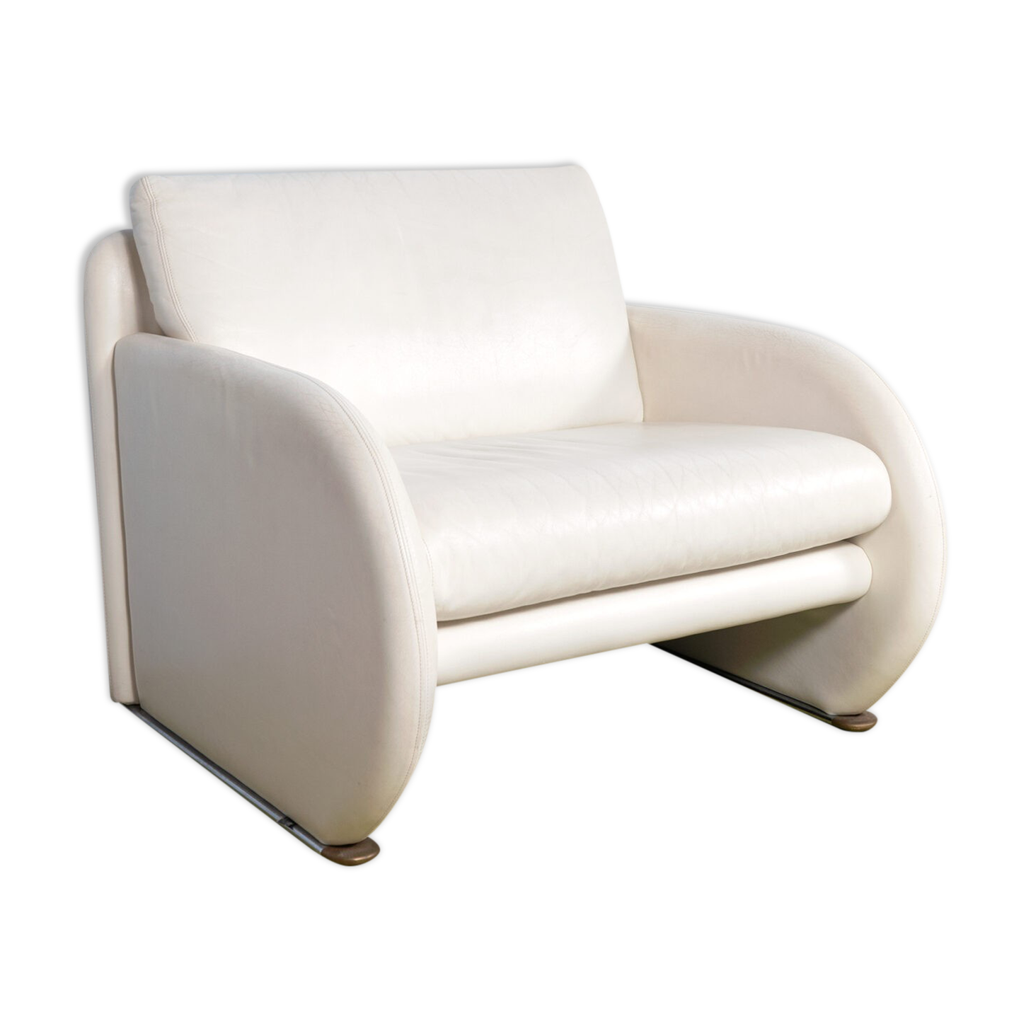 Postmodern white leather armchair by Jan Armgardt for Leolux
