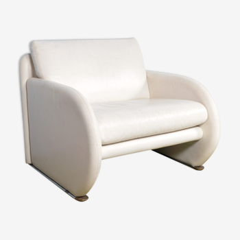 Postmodern white leather armchair by Jan Armgardt for Leolux