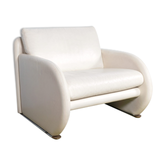 Fauteuil postmoderne en cuir blanc par Jan Armgardt pour Leolux