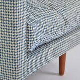 Blue houndstooth square armchairs