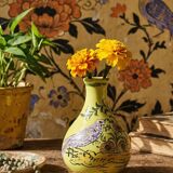 Small ceramic vase signed Henri Siffre Montpellier, bird decoration, 1950s-60s.