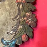 18th Century Rococo Venetian Polychrome and Mecca Lacquered Wooden Wall Sconces with Iron Arms, Set of 2