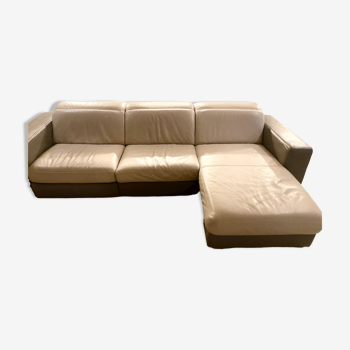 Sofa all leather bi-colors Cream and gray