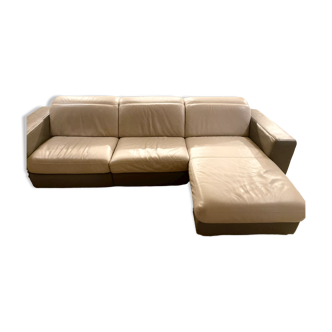 Sofa all leather bi-colors Cream and gray