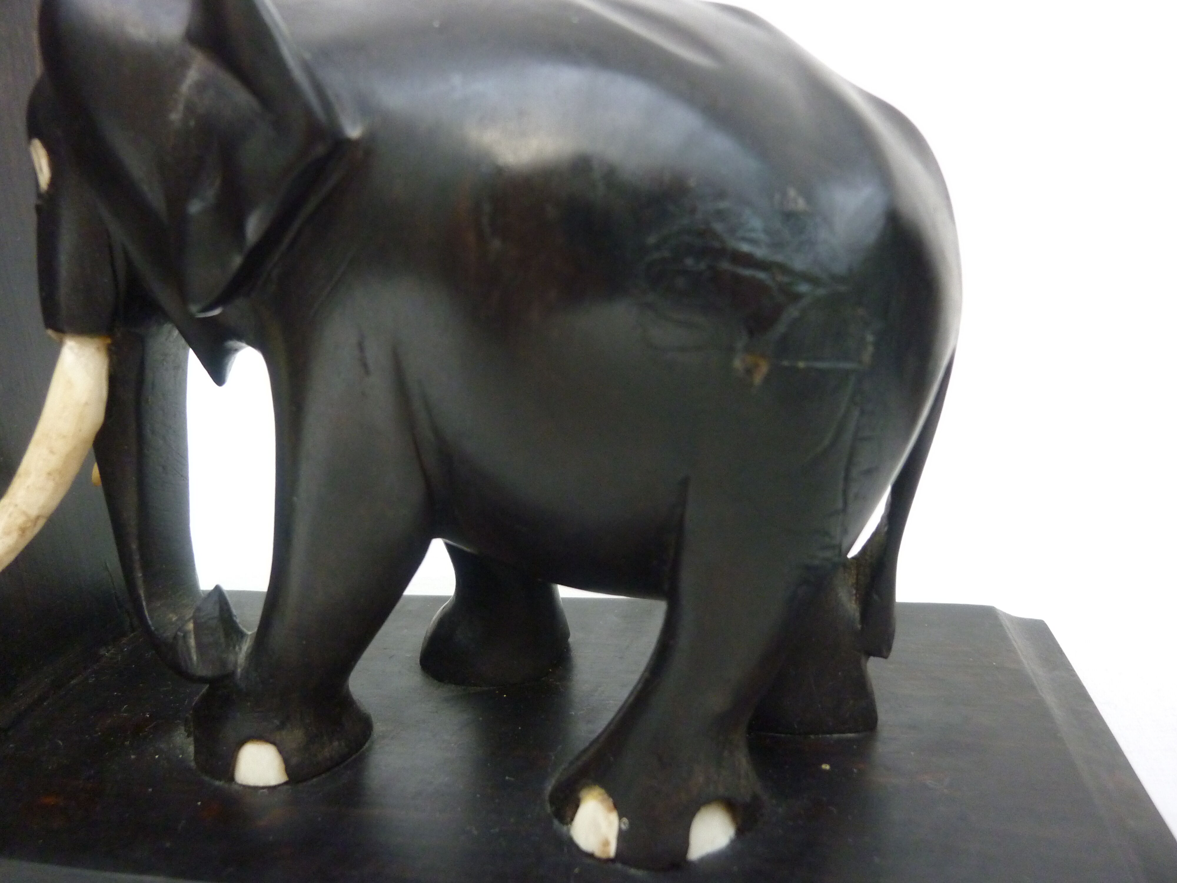 Former pair of ART DECO book greenhouses with ebony elephant motifs