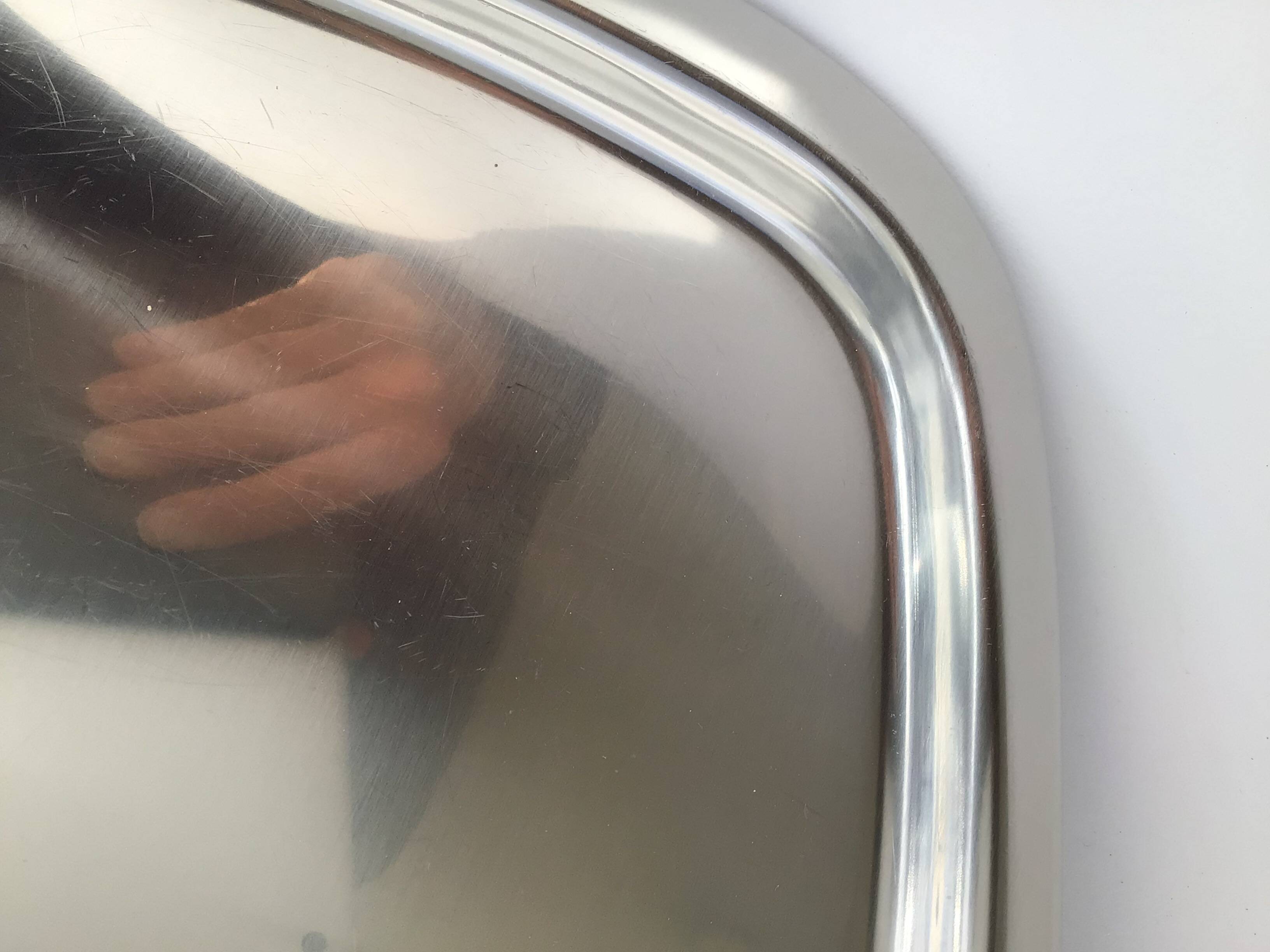 England rectangular stainless steel tray with rounded corners