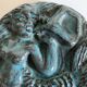 Green-blue enameled ceramic (stoneware) candy box with mermaid decoration, mid-20th century