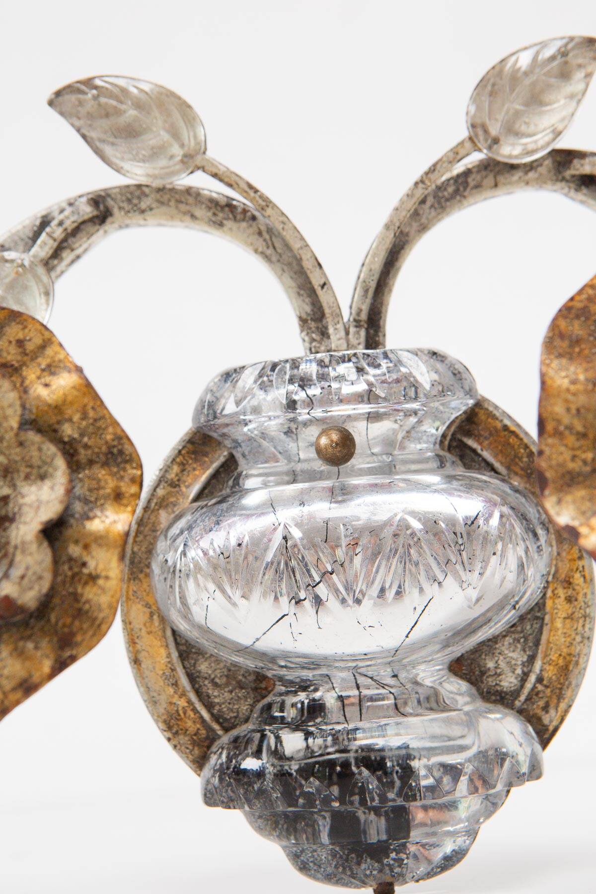 Vintage silver metal wall light.