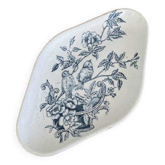 Earthenware bowl from Saint Amand decorated with birds + flowers, 19th century