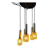 Suspension cascade Mid-Century en verre cristal