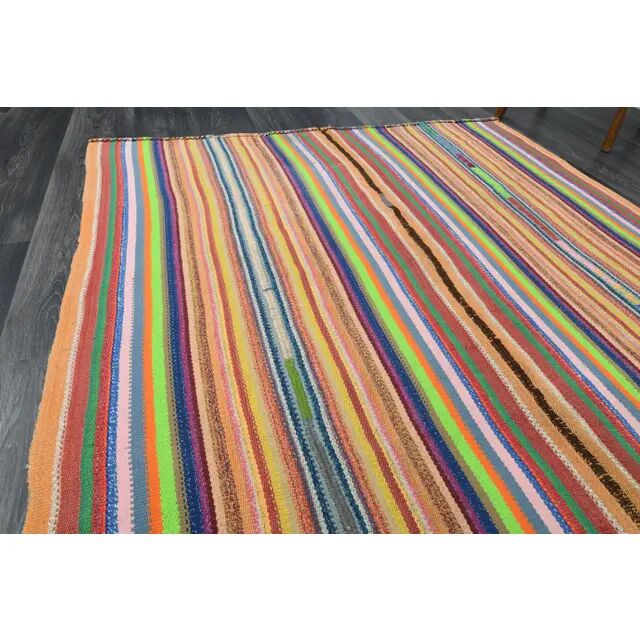 Vintage Turkish Oushak Handmade Wool & Cotton Orange Rug 150x246