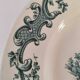 Grande assiette Longwy « Pompadour » vert bleuté – vers 1900