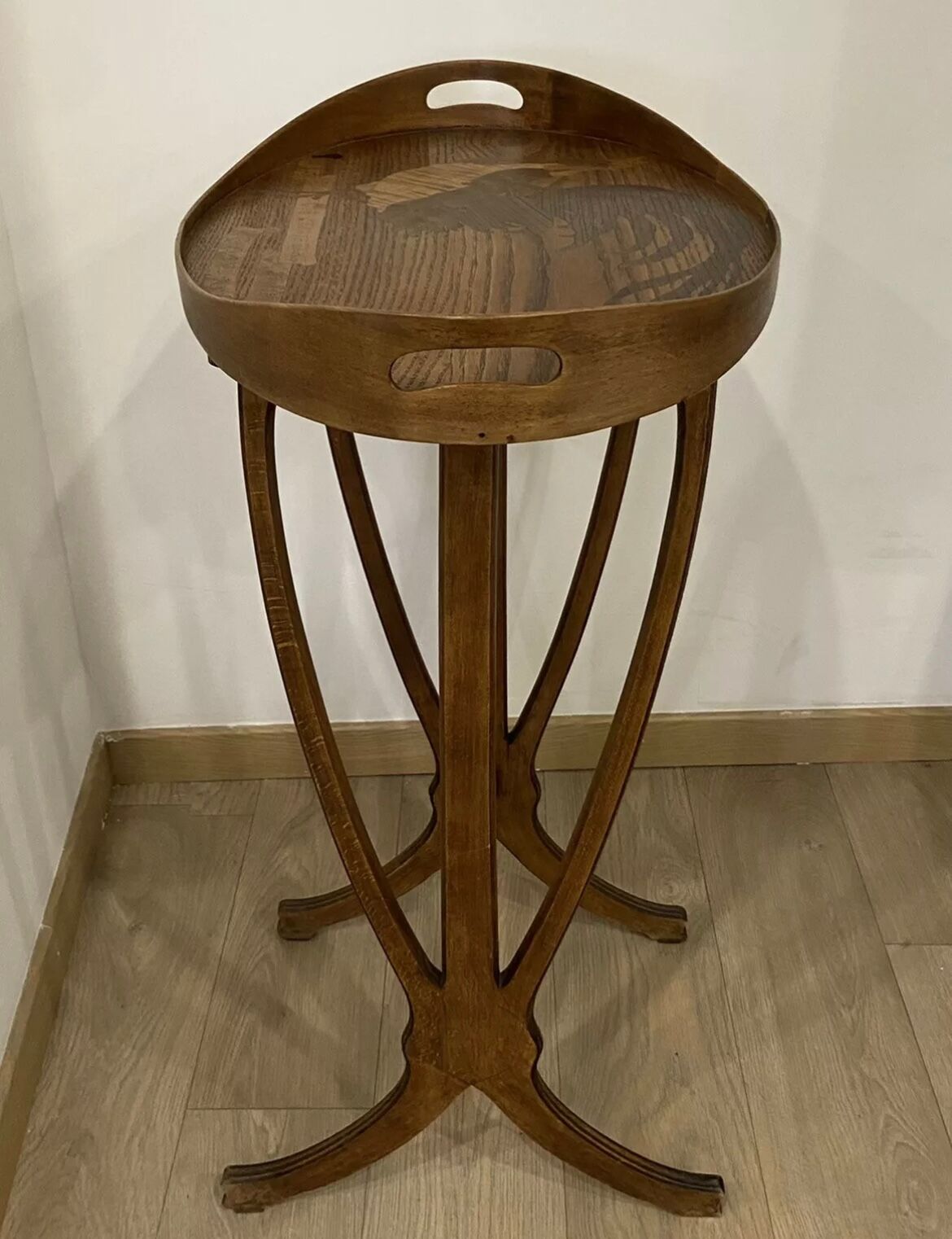 Lounge table rooster signed galle era art nouveau marquetry