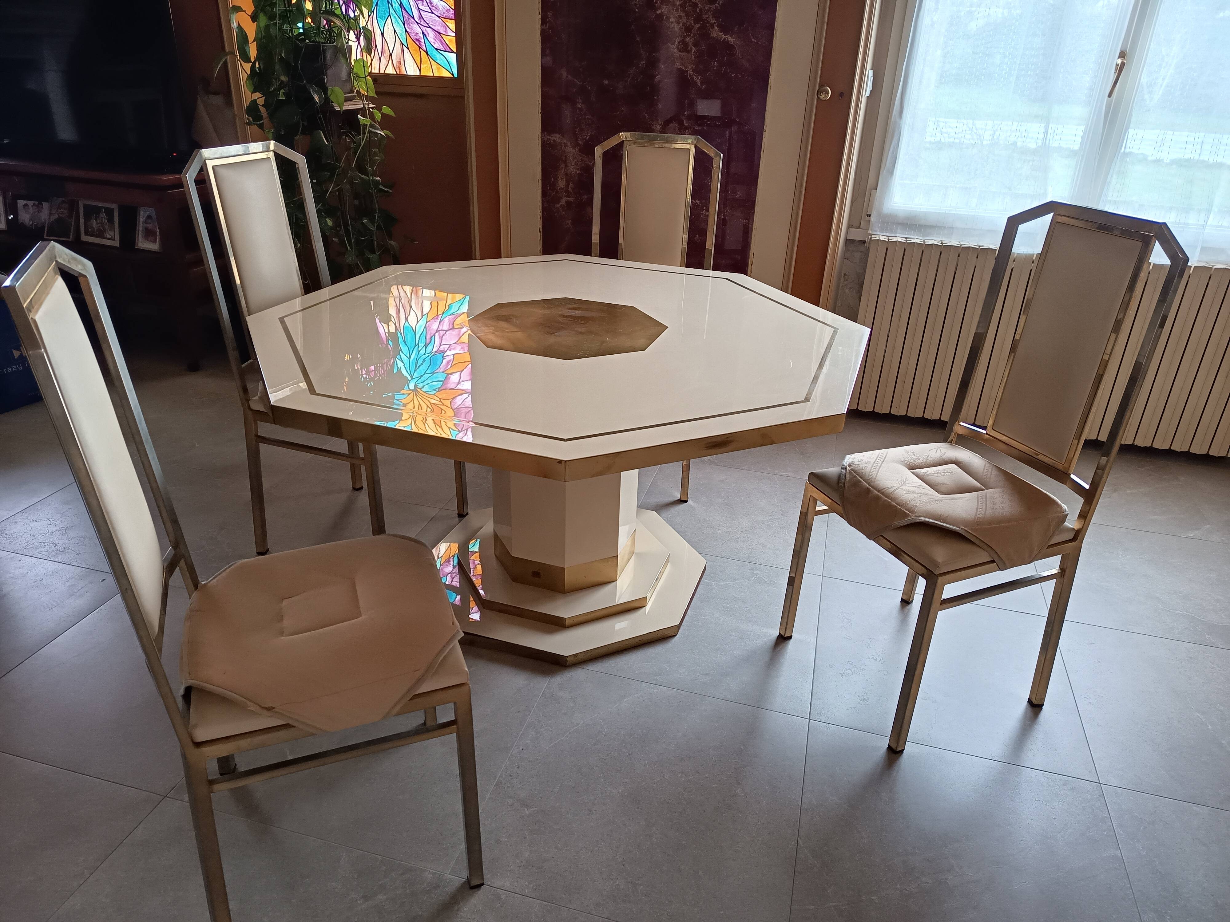 Octagonal table by Jean Claude Mahey