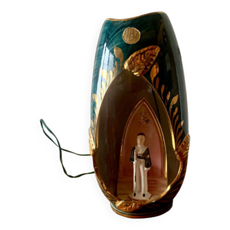 Ancienne lampe de chevet  en céramique vernissée - Bequet - Made in Belgium