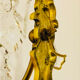 Brass wall light with glass pendants from the mid-20th century.