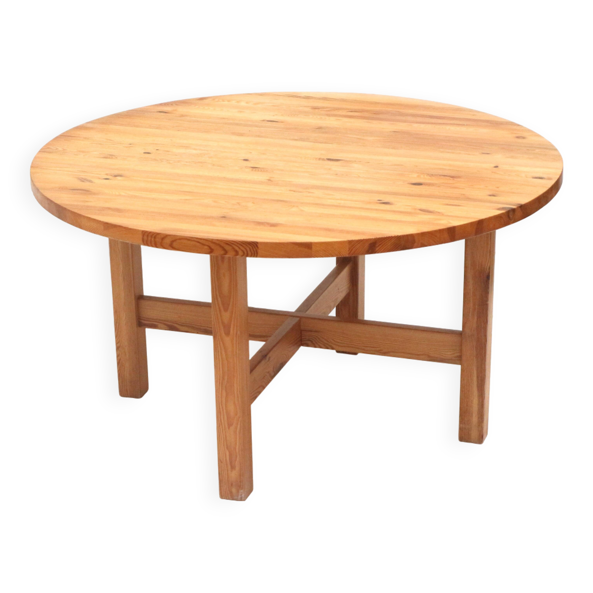 Table à manger ronde vintage en pin massif Norden d'Ikea des années 70