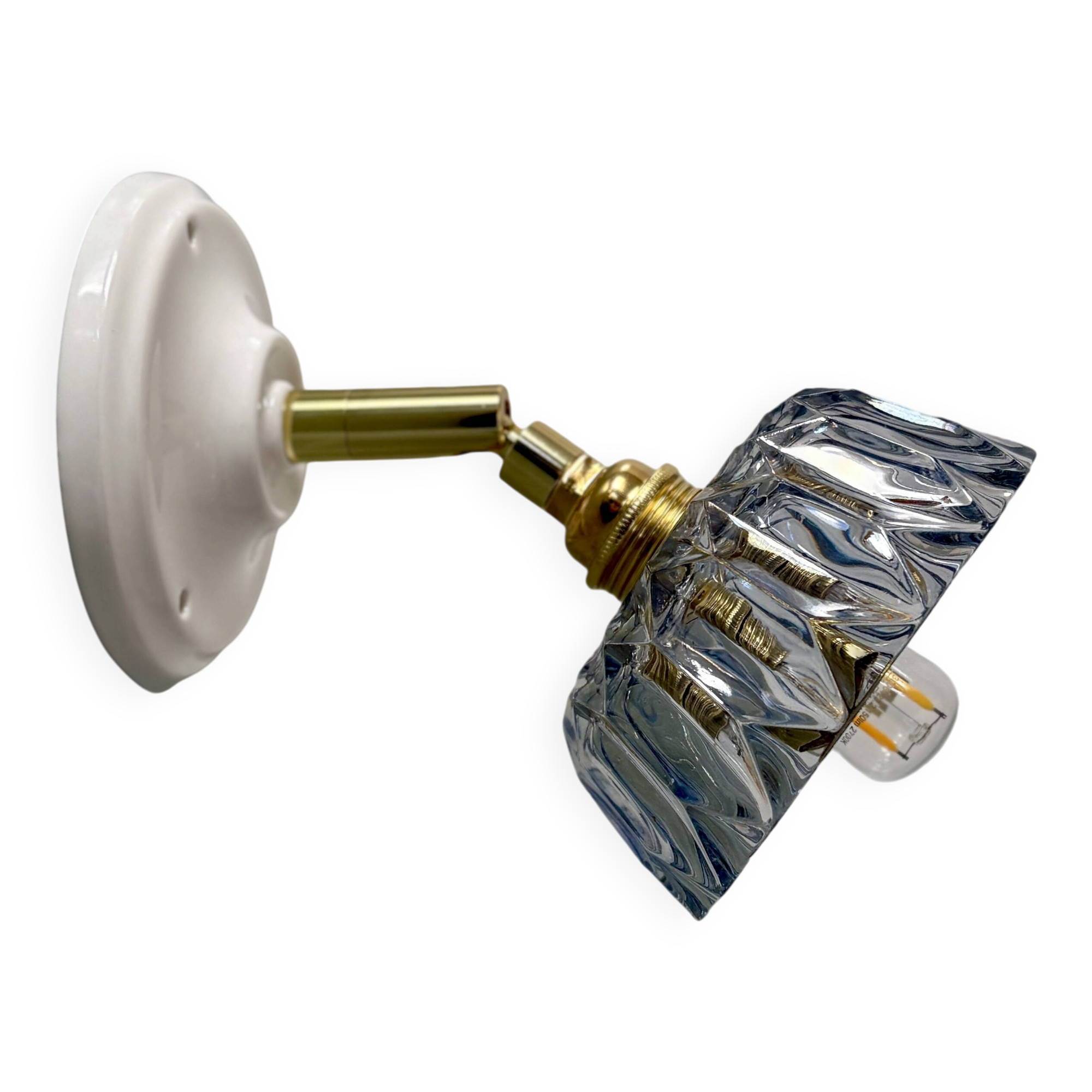 Vintage blue-tinted glass lampshade - tableware collection