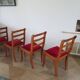 Solid cherry wood chairs and red velvet seat - Set of 4 - Louis Philippe style