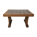 Ceramic and oak coffee table, Guillerme and Chambron, circa 1950