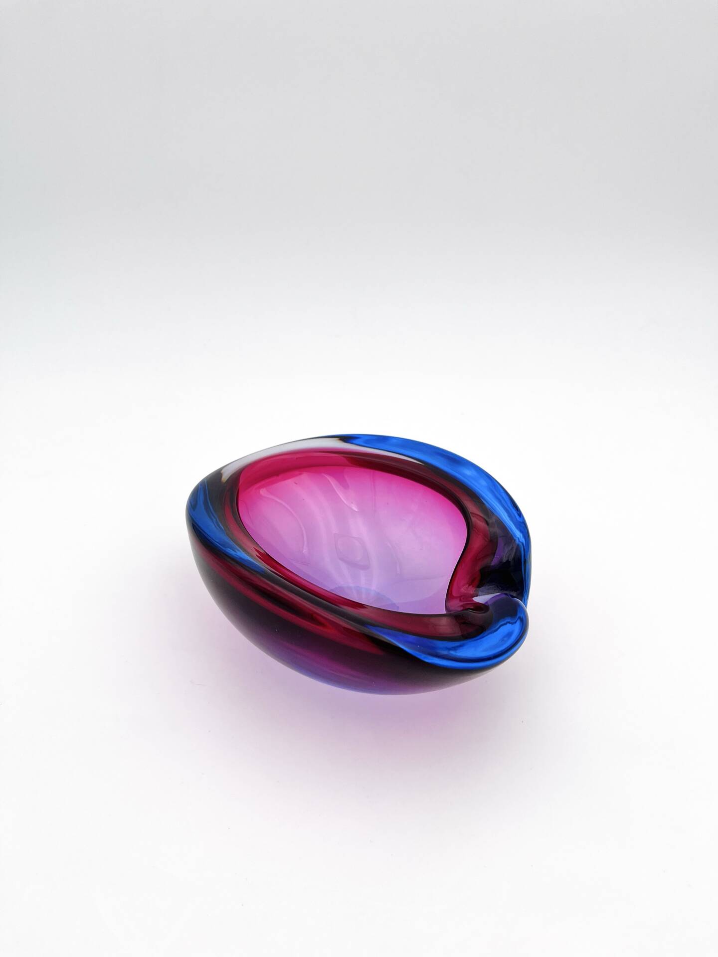 Pocket Glass Murano Flavio Poli Sommerso Fuchsia Blue 17cm